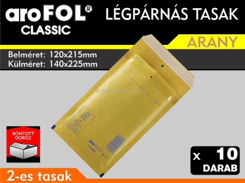 Légpárnás Tasak (buborékos tasak) Légpárnás boríték 2-es Arany Arofol Classic