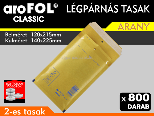 Légpárnás Tasak (buborékos tasak) Légpárnás boríték 2-es Arany Arofol Classic