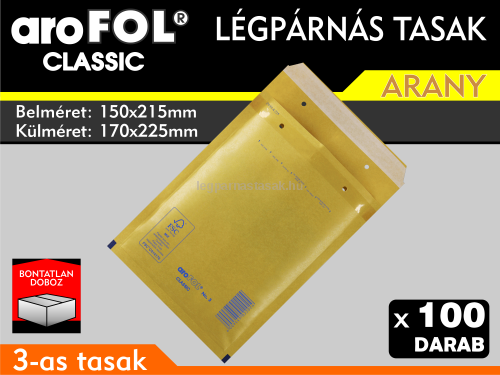 Légpárnás Tasak (buborékos tasak) Légpárnás boríték 3-as Arany Arofol Classic