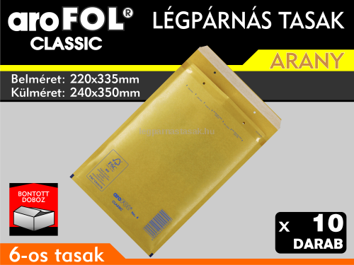 Légpárnás Tasak (buborékos tasak) Légpárnás boríték 6-os Arany Arofol Classic