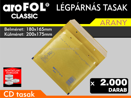 Légpárnás Tasak (buborékos tasak) Légpárnás boríték CD Arany Arofol Classic