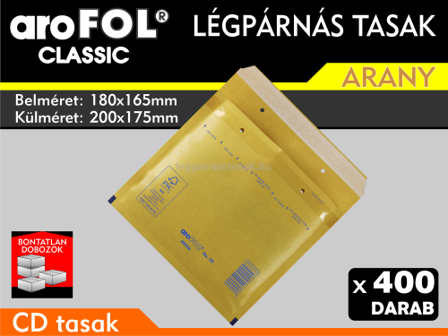 Légpárnás Tasak (buborékos tasak) Légpárnás boríték CD Arany Arofol Classic