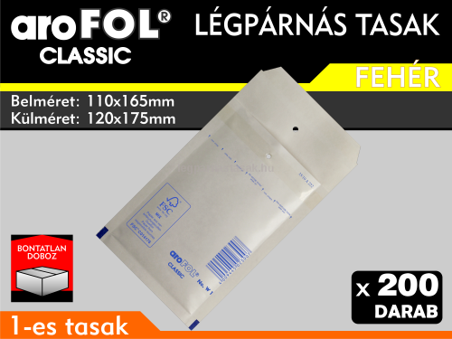 Légpárnás Tasak (buborékos tasak) Légpárnás boríték 1-es Fehér Arofol Classic