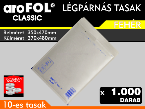 Légpárnás Tasak (buborékos tasak) Légpárnás boríték 10-es Fehér Arofol Classic
