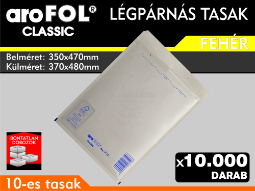 Légpárnás Tasak (buborékos tasak) Légpárnás boríték 10-es Fehér Arofol Classic