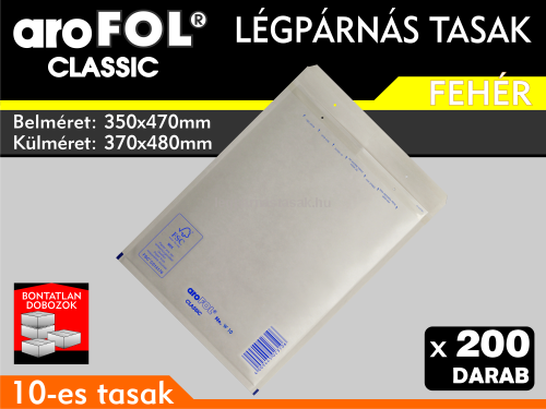 Légpárnás Tasak (buborékos tasak) Légpárnás boríték 10-es Fehér Arofol Classic