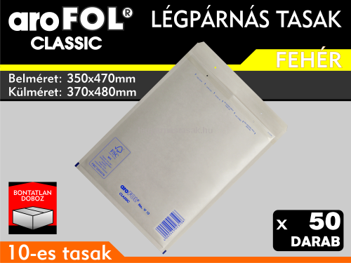 Légpárnás Tasak (buborékos tasak) Légpárnás boríték 10-es Fehér Arofol Classic
