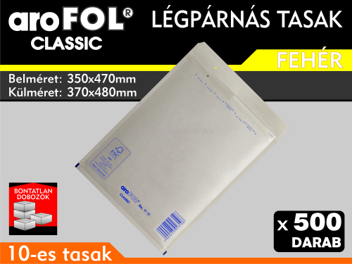 Légpárnás Tasak (buborékos tasak) Légpárnás boríték 10-es Fehér Arofol Classic
