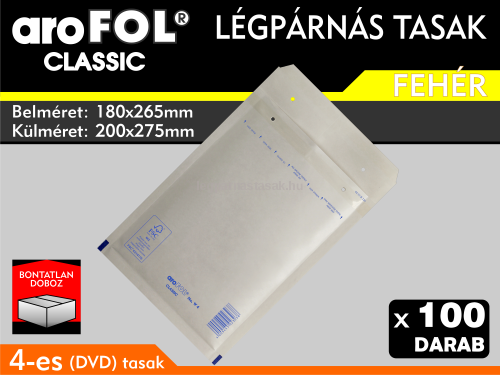 Légpárnás Tasak (buborékos tasak) Légpárnás boríték 4-es Fehér Arofol Classic