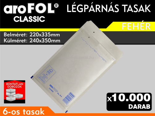 Légpárnás Tasak (buborékos tasak) Légpárnás boríték 6-os Fehér Arofol Classic
