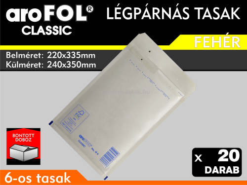 Légpárnás Tasak (buborékos tasak) Légpárnás boríték 6-os Fehér Arofol Classic