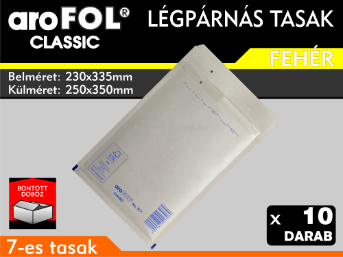 Légpárnás Tasak (buborékos tasak) Légpárnás boríték 7-es Fehér Arofol Classic