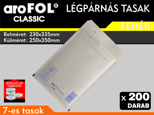Légpárnás Tasak (buborékos tasak) Légpárnás boríték 7-es Fehér Arofol Classic