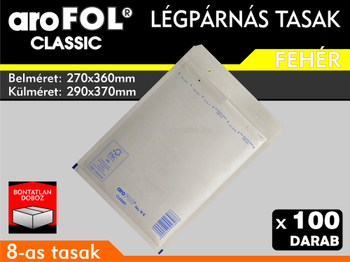 Légpárnás Tasak (buborékos tasak) Légpárnás boríték 8-as Fehér Arofol Classic