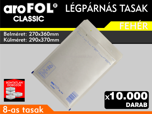 Légpárnás Tasak (buborékos tasak) Légpárnás boríték 8-as Fehér Arofol Classic