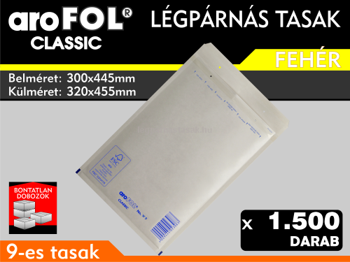 Légpárnás Tasak (buborékos tasak) Légpárnás boríték 9-es Fehér Arofol Classic