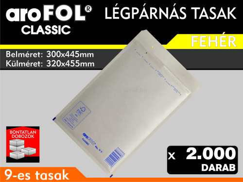 Légpárnás Tasak (buborékos tasak) Légpárnás boríték 9-es Fehér Arofol Classic