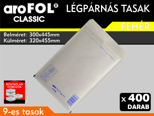 Légpárnás Tasak (buborékos tasak) Légpárnás boríték 9-es Fehér Arofol Classic