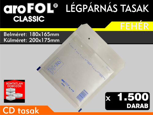Légpárnás Tasak (buborékos tasak) Légpárnás boríték CD Fehér Arofol Classic