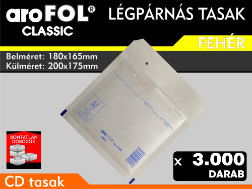 Légpárnás Tasak (buborékos tasak) Légpárnás boríték CD Fehér Arofol Classic