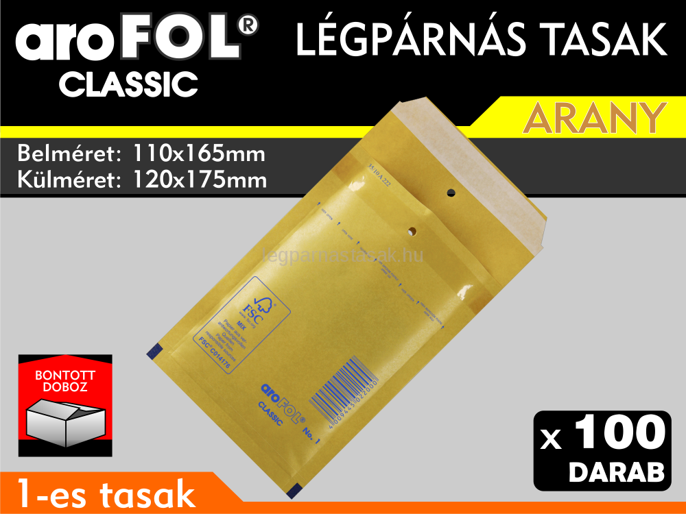 Légpárnás Tasak (buborékos tasak) Légpárnás boríték 1-es Arany Arofol Classic