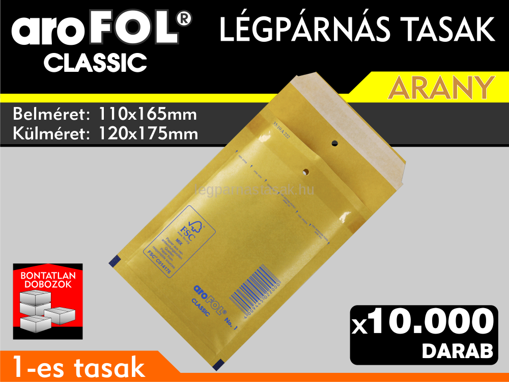 Légpárnás Tasak (buborékos tasak) Légpárnás boríték 1-es Arany Arofol Classic