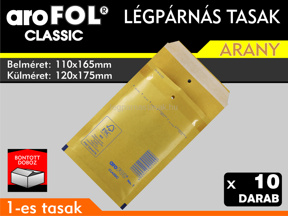 Légpárnás Tasak (buborékos tasak) Légpárnás boríték 1-es Arany Arofol Classic