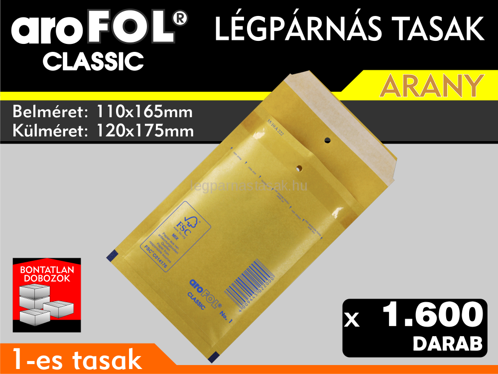 Légpárnás Tasak (buborékos tasak) Légpárnás boríték 1-es Arany Arofol Classic