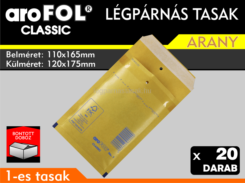 Légpárnás Tasak (buborékos tasak) Légpárnás boríték 1-es Arany Arofol Classic