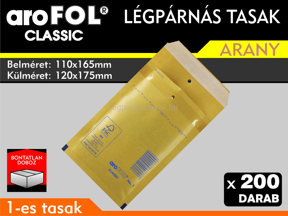 Légpárnás Tasak (buborékos tasak) Légpárnás boríték 1-es Arany Arofol Classic