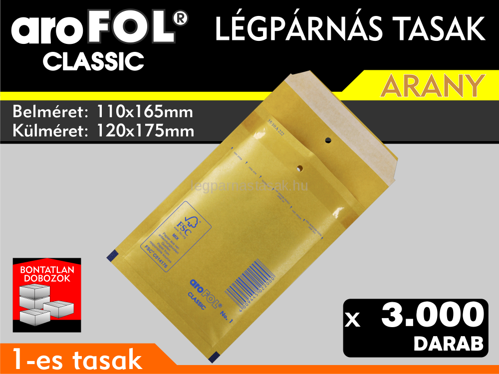 Légpárnás Tasak (buborékos tasak) Légpárnás boríték 1-es Arany Arofol Classic
