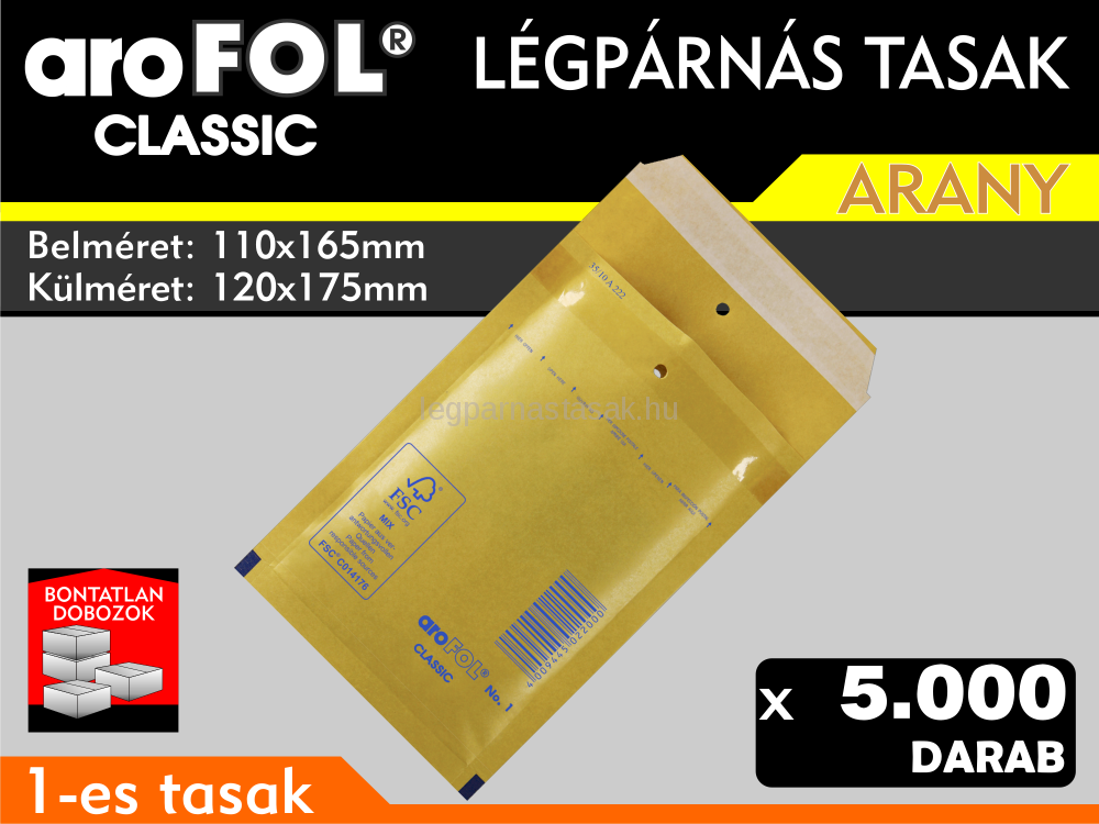 Légpárnás Tasak (buborékos tasak) Légpárnás boríték 1-es Arany Arofol Classic