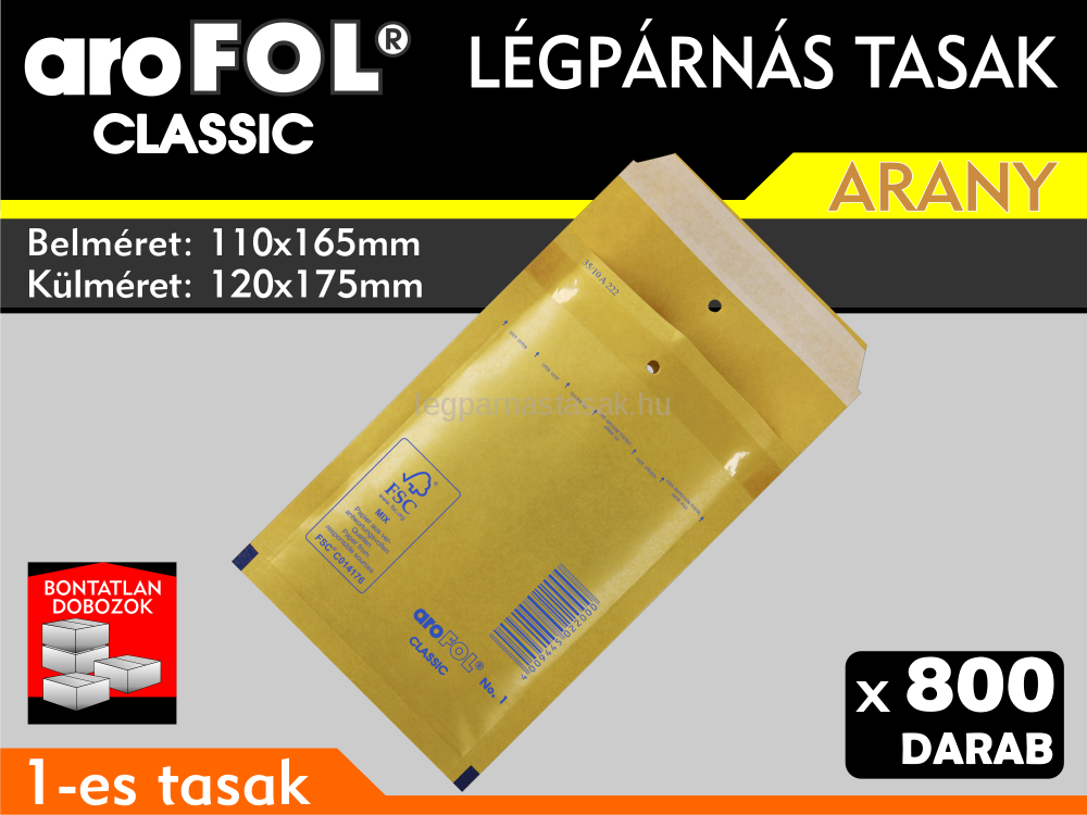Légpárnás Tasak (buborékos tasak) Légpárnás boríték 1-es Arany Arofol Classic