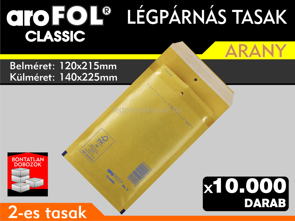 Légpárnás Tasak (buborékos tasak) Légpárnás boríték 2-es Arany Arofol Classic