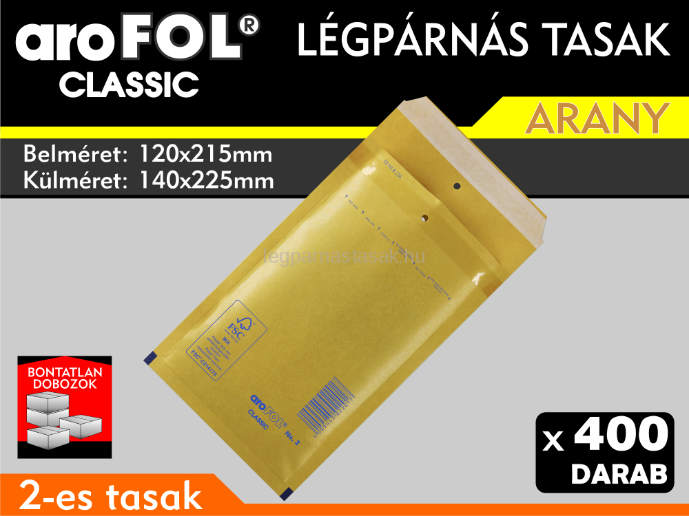 Légpárnás Tasak (buborékos tasak) Légpárnás boríték 2-es Arany Arofol Classic