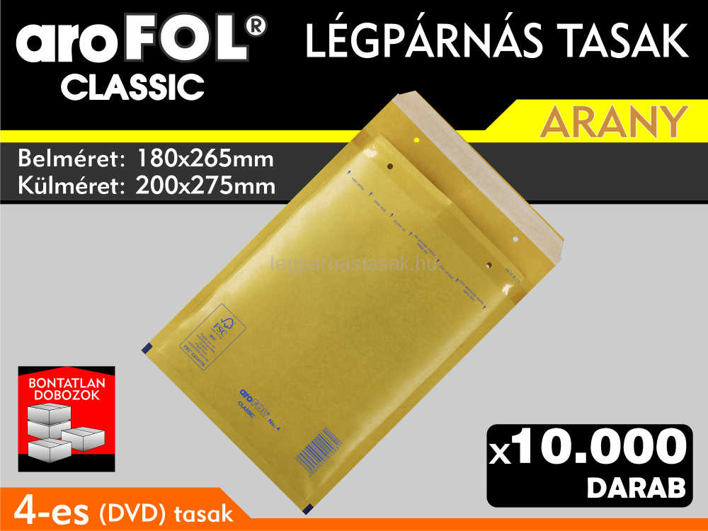 Légpárnás Tasak (buborékos tasak) Légpárnás boríték 4-es Arany Arofol Classic