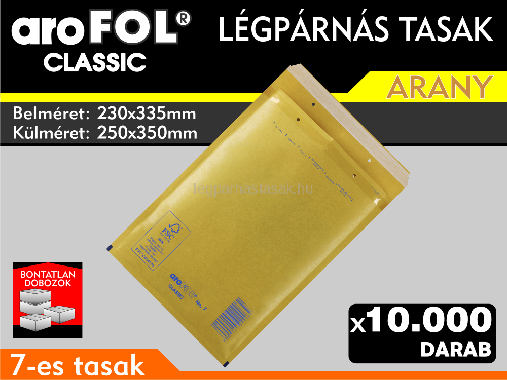 Légpárnás Tasak (buborékos tasak) Légpárnás boríték 7-es Arany Arofol Classic