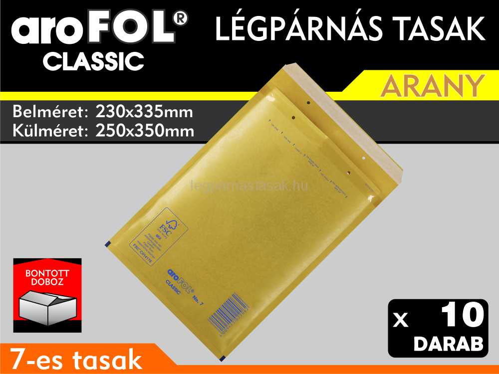 Légpárnás Tasak (buborékos tasak) Légpárnás boríték 7-es Arany Arofol Classic