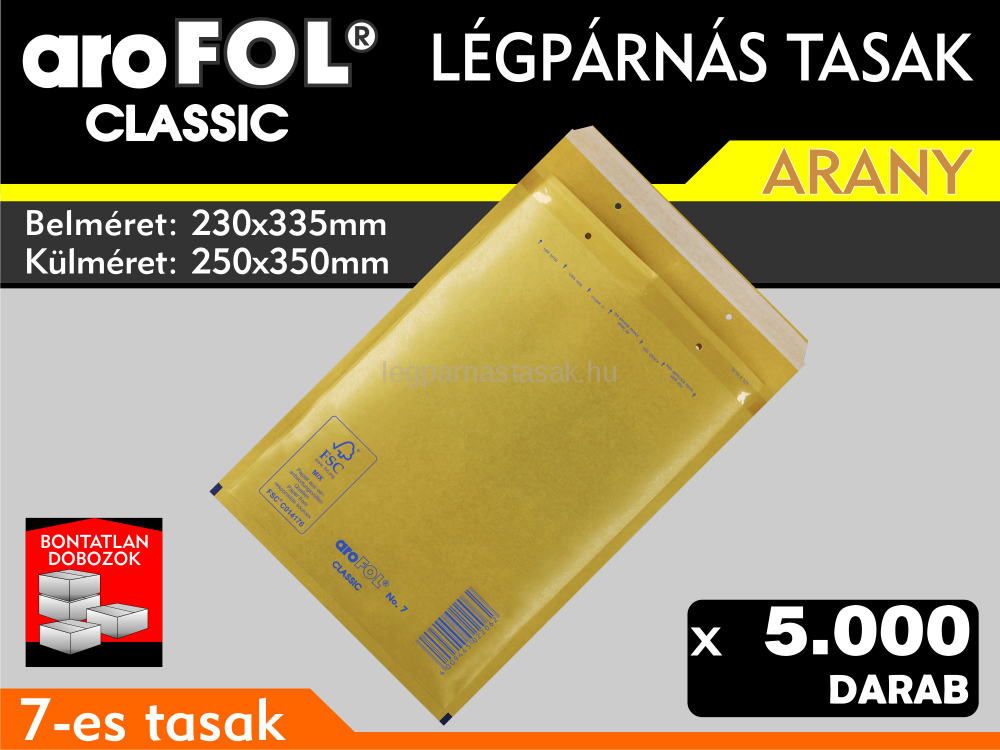 Légpárnás Tasak (buborékos tasak) Légpárnás boríték 7-es Arany Arofol Classic