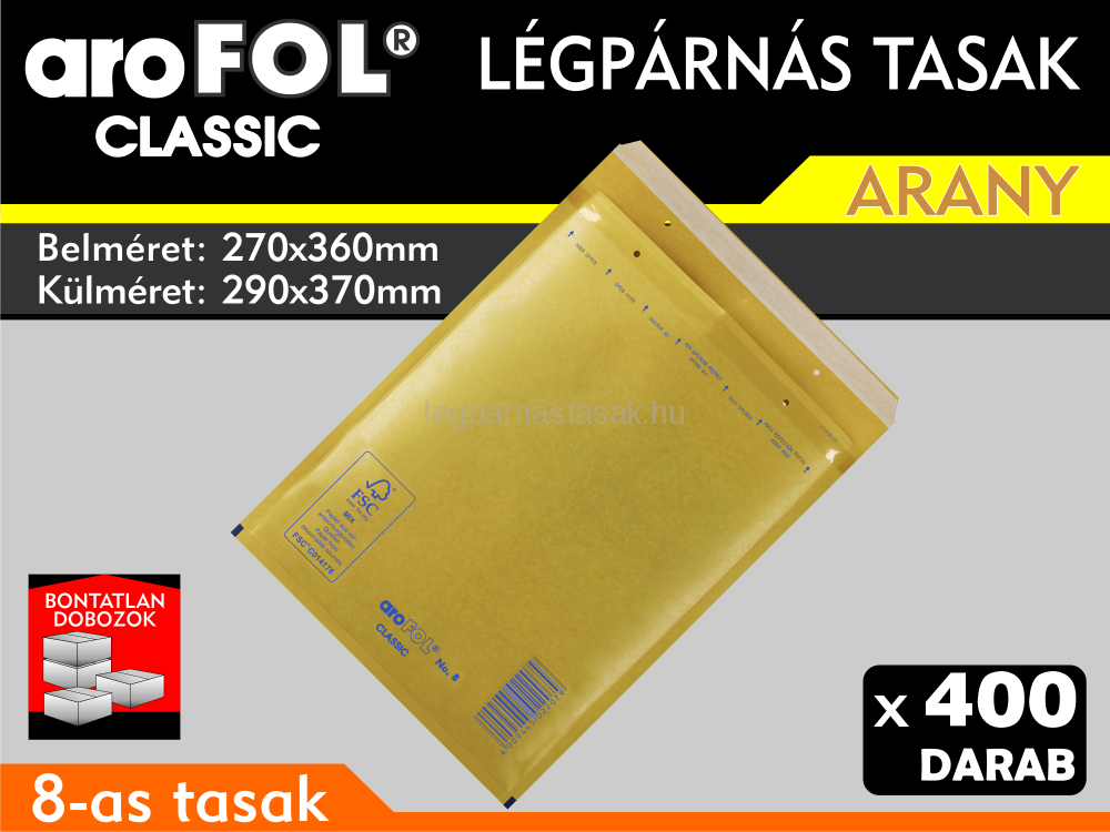 Légpárnás Tasak (buborékos tasak) Légpárnás boríték 8-as Arany Arofol Classic