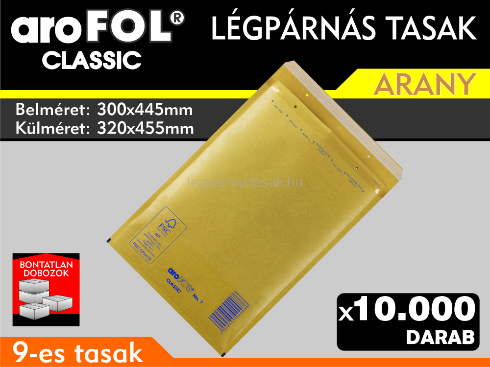 Légpárnás Tasak (buborékos tasak) Légpárnás boríték 9-es Arany Arofol Classic