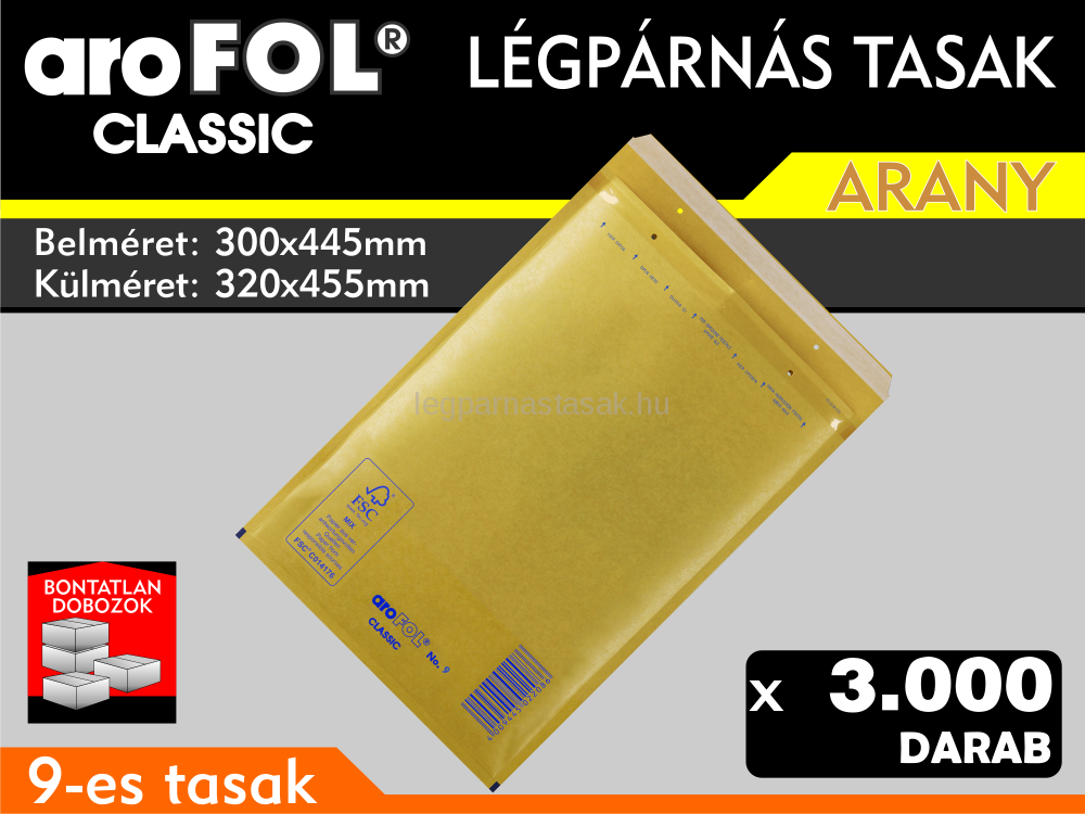 Légpárnás Tasak (buborékos tasak) Légpárnás boríték 9-es Arany Arofol Classic