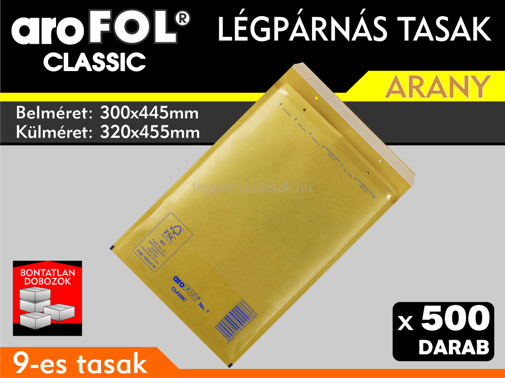 Légpárnás Tasak (buborékos tasak) Légpárnás boríték 9-es Arany Arofol Classic