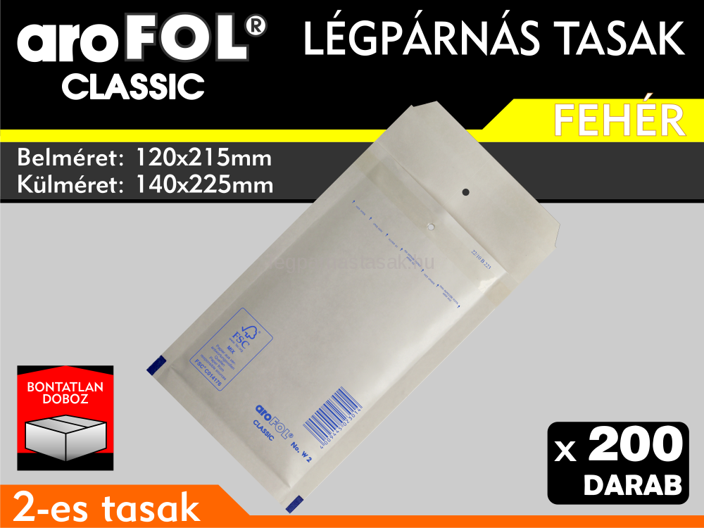 Légpárnás Tasak (buborékos tasak) Légpárnás boríték 2-es Fehér Arofol Classic