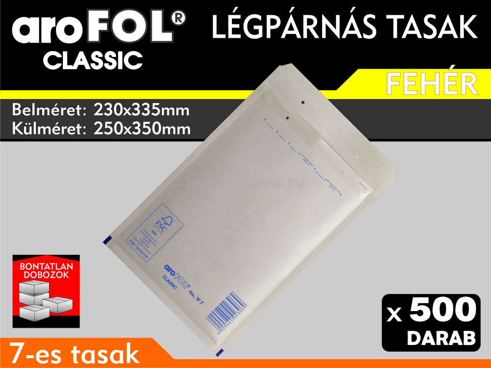Légpárnás Tasak (buborékos tasak) Légpárnás boríték 7-es Fehér Arofol Classic