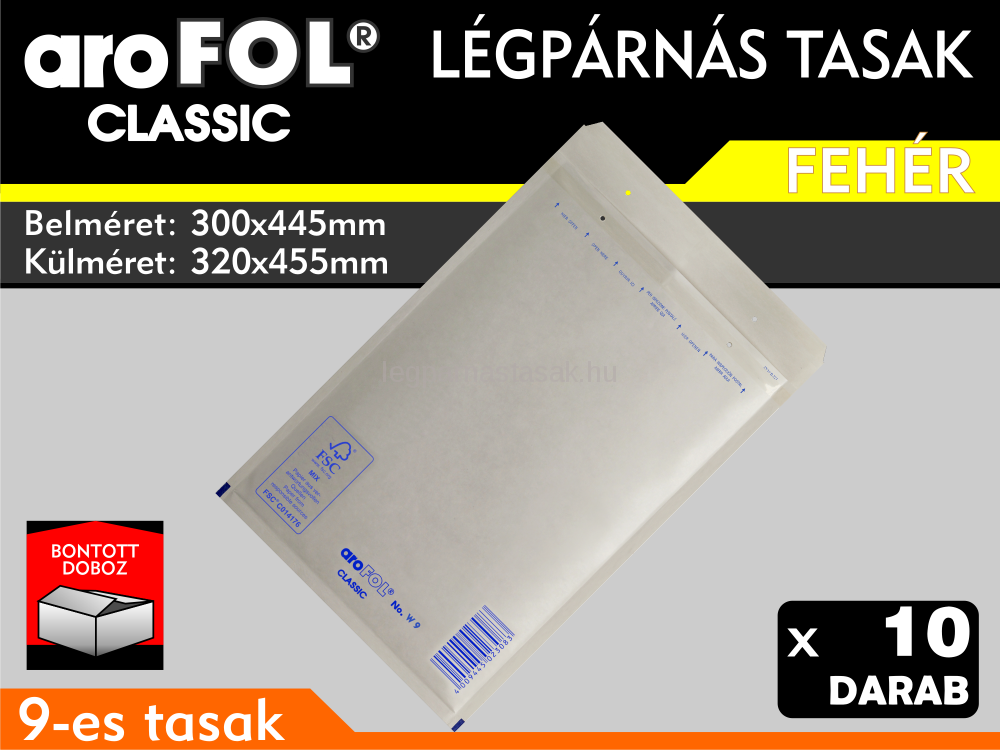 Légpárnás Tasak (buborékos tasak) Légpárnás boríték 9-es Fehér Arofol Classic