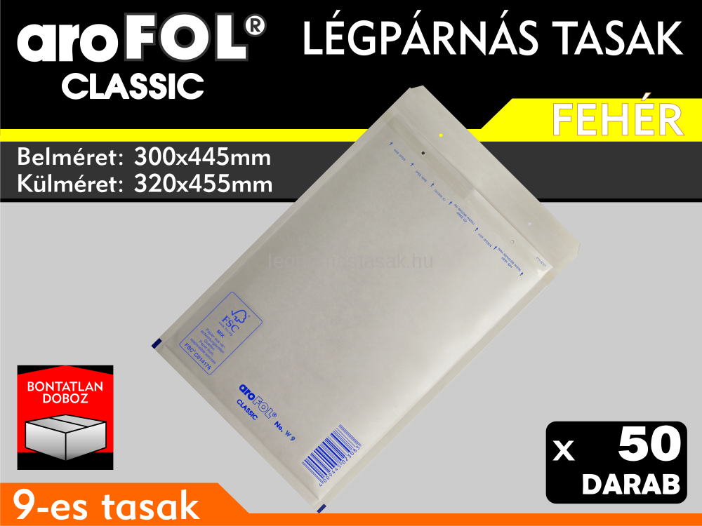 Légpárnás Tasak (buborékos tasak) Légpárnás boríték 9-es Fehér Arofol Classic